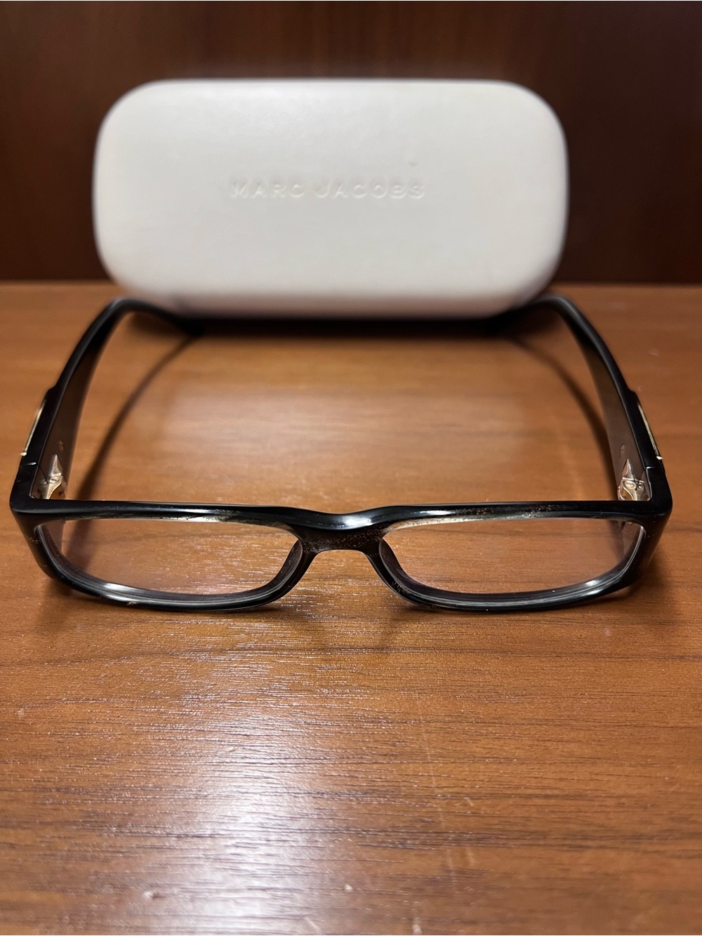 Marc Jacobs Black Rectangular Eyeglass Frames with White Case